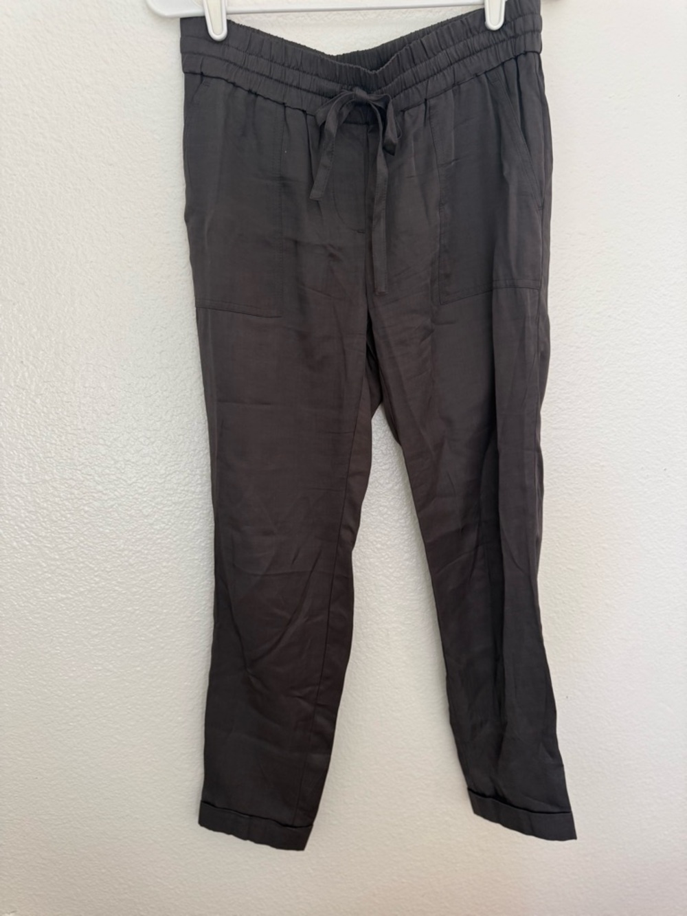 LOFT Black Cropped Drawstring Pants
